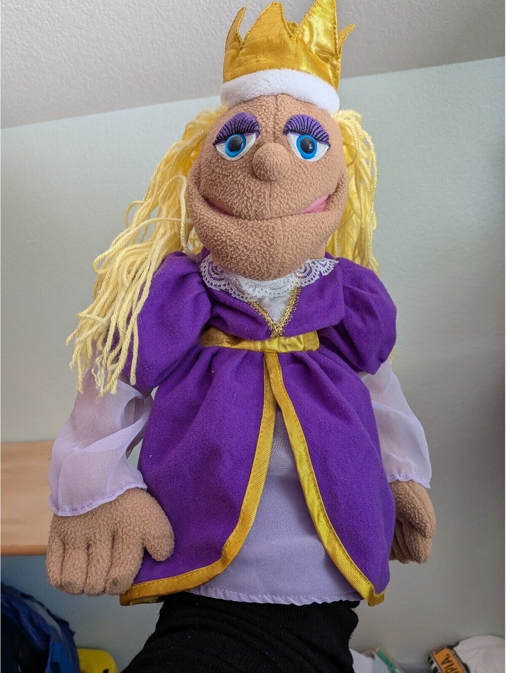 Melissa & Doug Princess Queen Hand Puppet Purple Dress Crown Blond